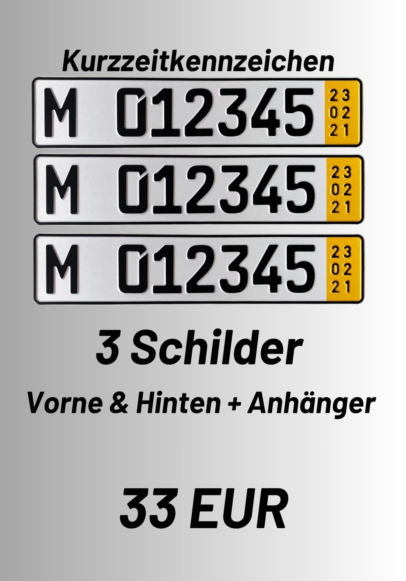Kurzzeitkennzeichen-3Autoschilder