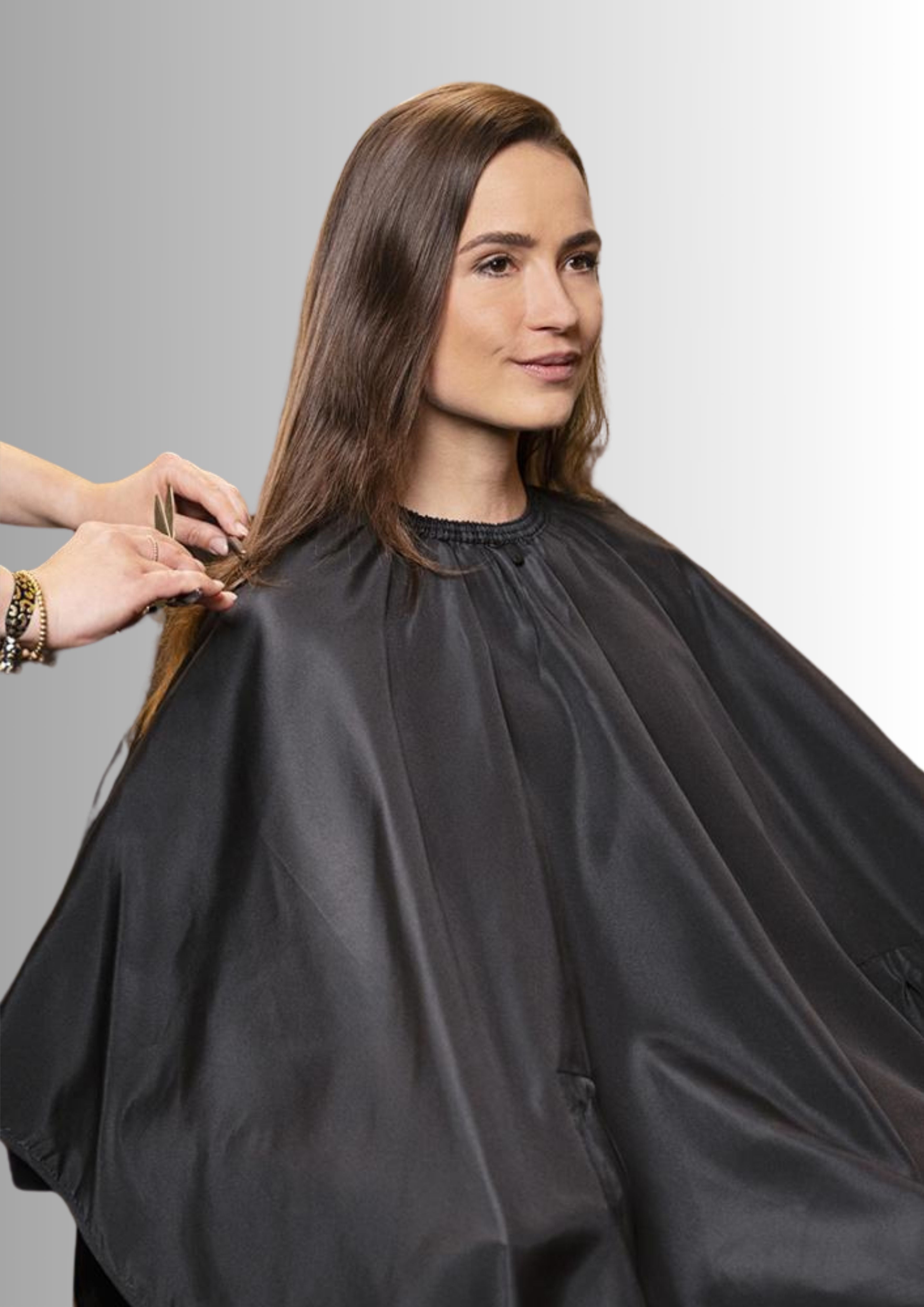 Friseurumhang mit Handdurchgriffen